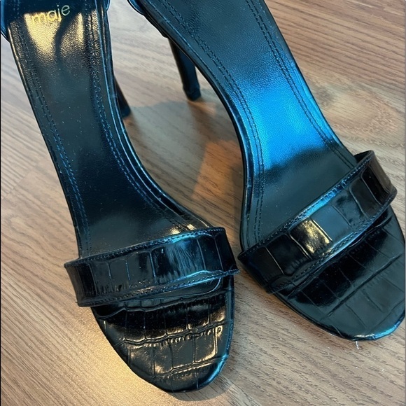 Maje Crocodile Embossed Buckle Heeled Sandals - Picture 5 of 13